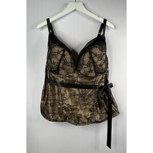 Cacique Womens 26/28 4x‎ Black Lace Corset Bustier Top Bra Goth Romantic